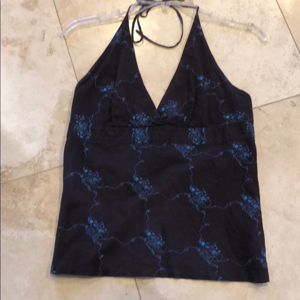Volcom size large halter top, brown and blue